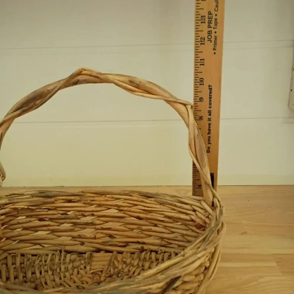 Wicker Basket with Handle Heavy Duty Country Farmhouse Decor